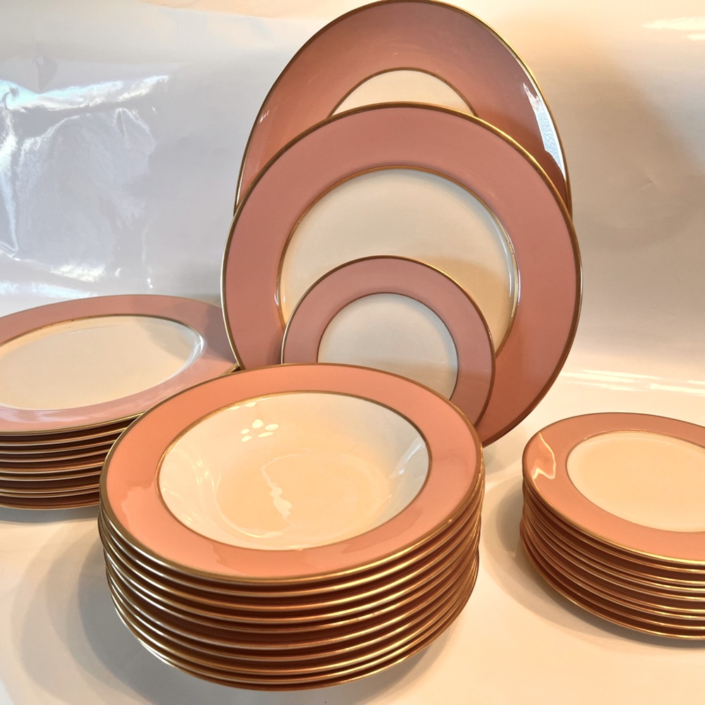 Pink with gold trim Flintridge china set